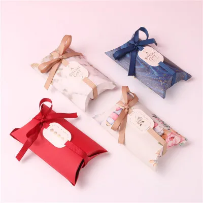

New Craft Paper Favor Candy Box Bag Pillow Shape Wedding Favor Gift Boxes pie Birthdays Event Party Packing Gift Box Bags