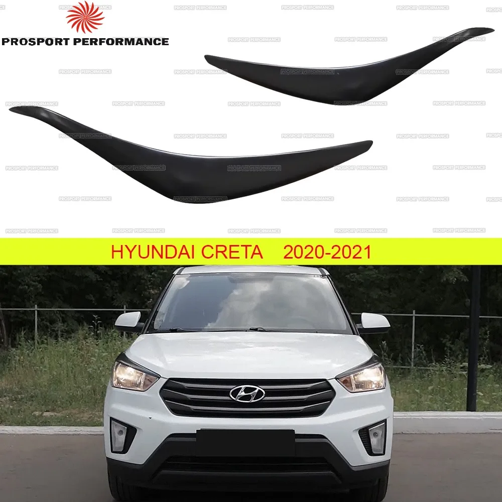 Накладки на фары реснички брови веки для Hyundai Creta 2020-2021 ABS пластик тюнинг накладка