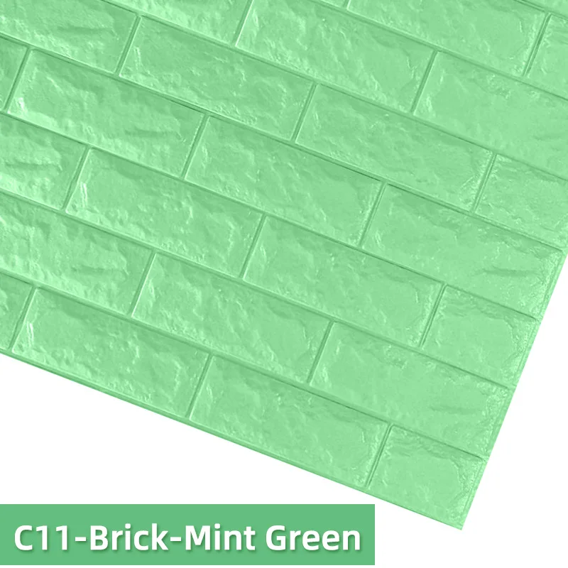 C11-Brick-Mint Green Kaguyahime DIY Wall Stickers Self-Adhesive Decor Wallpaper For Kids Room Kitchen Bedroom Waterproof Sticker 3D Wallpaper Brick - Цвет: C11-Brick-Mint Green