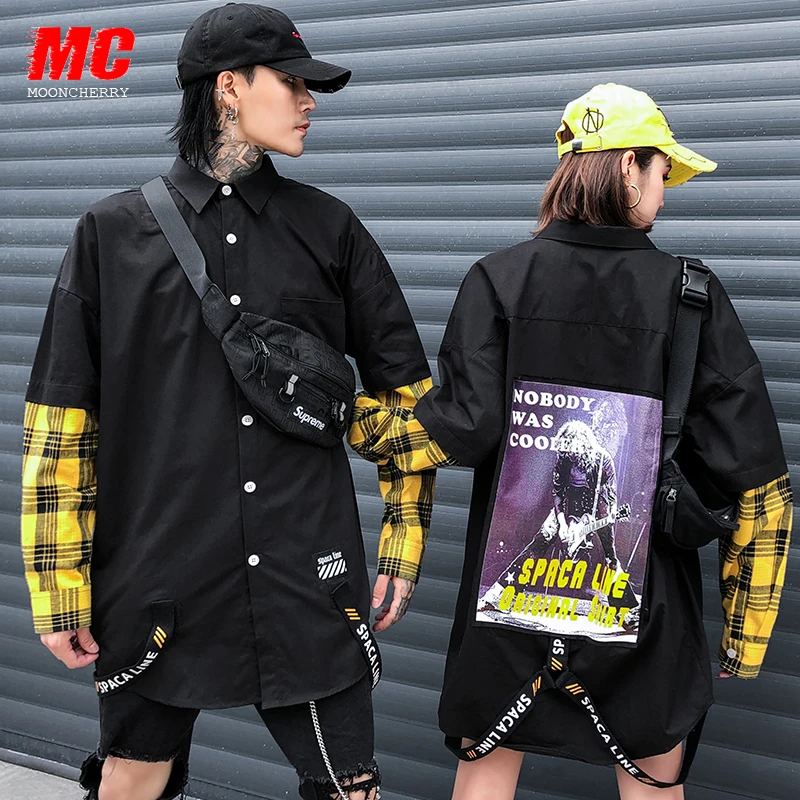 Инс поддельные из двух частей сетки оснастки рубашки женщин хип-хоп средней