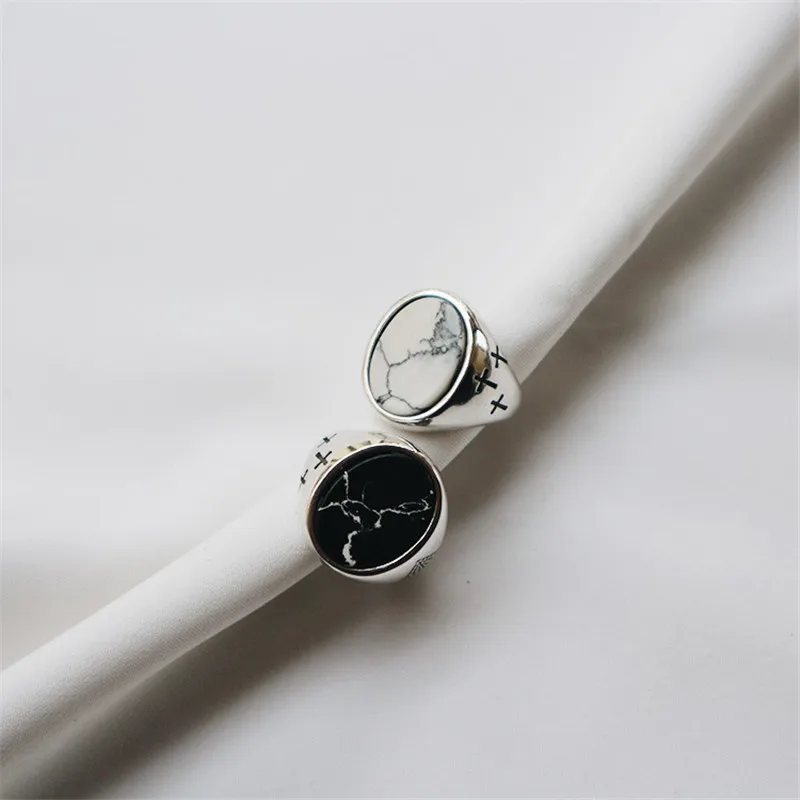 RUIYI 925 Стерлинговое Серебро Белый Черный Зеленый Синий Бирюзовый нишу кольца для