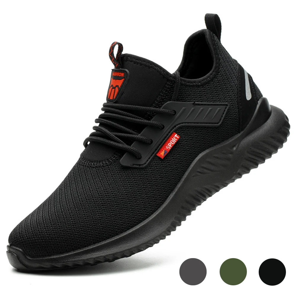 

Work Sneakers Anti-Smashing Steel Toe Safety Shoes Puncture Proof Construction Lightweight Breathable Sneakers Boots Men Women