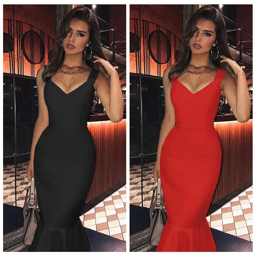 Женское летнее Белое Облегающее Платье-русалка черное красное вечерние ное