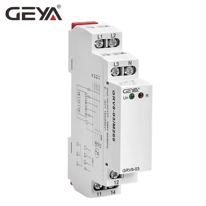 GEYA GRV8 03 реле контроля последовательности фаз и обрыва фазы защиты 8A 10A 1SPDT 2SPDT