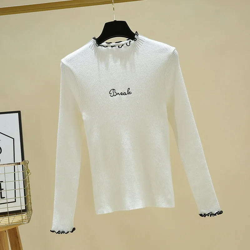 Дикий осенний свитер женский простой теплый длинный рукав милый мультяшный