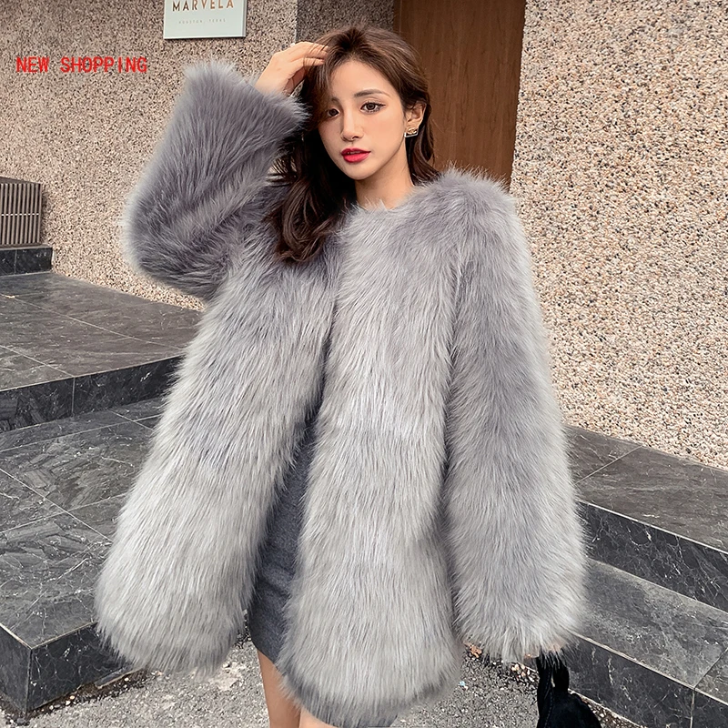 Winter Elegant Thick Warm Luxury Mink Coat Pink Fluffy Natural Fox Fur Jacket Fashion Teddy Coats Outerwear Chaquetas Mujer 2021