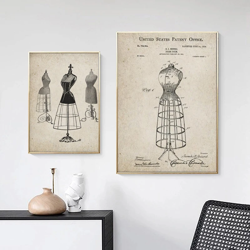 Ретро-платьевые формы кутюр модная вышивка Холст Картина модульный