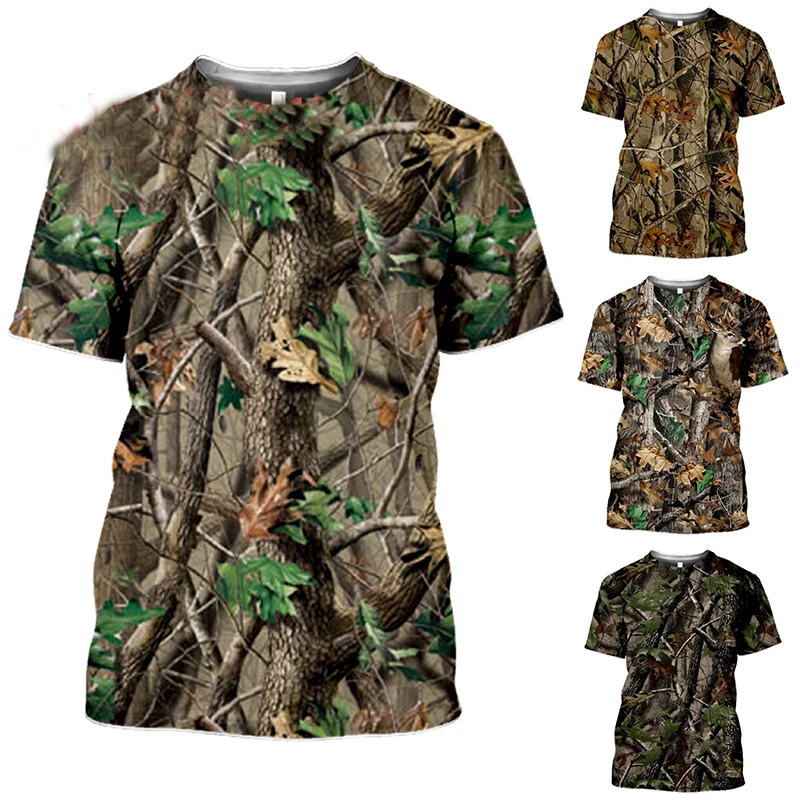 

Outdoor Hunting Camouflage T-shirt Men 3d Print Summer Cool Military Tops Sport Camo Camp Gym Tees Shirts Mens Clothes