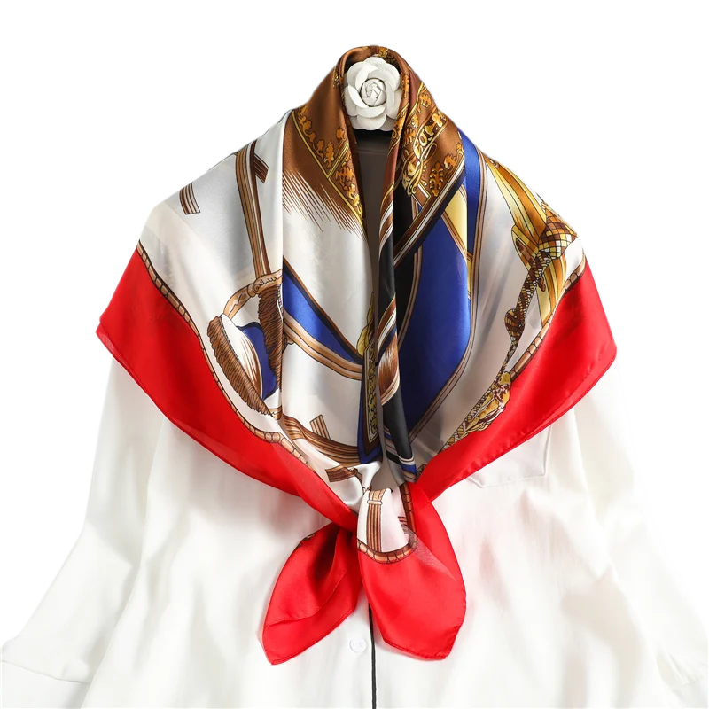 

Design Print Silk Square Scarves Foulard Shawl Lady Wrap Hijab Neck Scarf Spring New Soft Large Headband Women Bandana