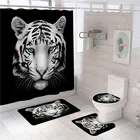 Занавеска для душа с изображением тигра, леопарда и животных, занавеска из полиэстера s в ванную комнату, ковер, коврики, коврик для туалета, занавеска для домашнего декора