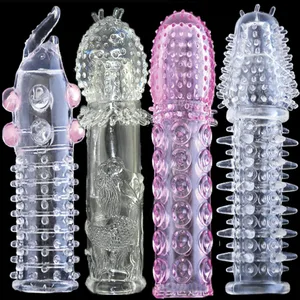 Многоразовый контрацептивный Удлинительный рукав, импотенция презерватив для задержки, интимные товары, игрушки для мужчин, фаллоимитатор, кольцо на пенис