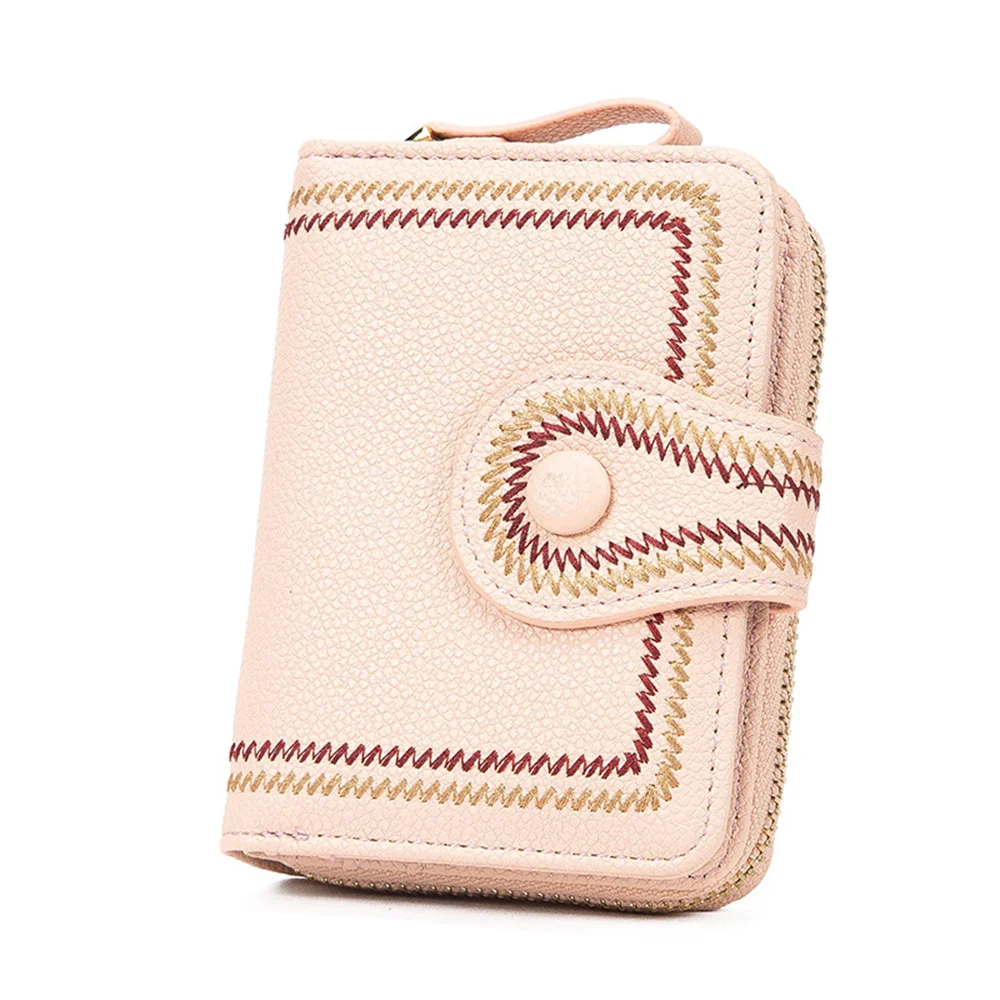 

2022 new Embroidered Organ Card Case For Women PU Leather Coin Wallet Women Card Holders Lady Girl Mini Money Bag