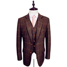 Шерстяной коричневый классический твидовый костюм для жениха на заказ мужской блейзер в стиле ретро джентльмена Свадебный костюм из 3 предметов