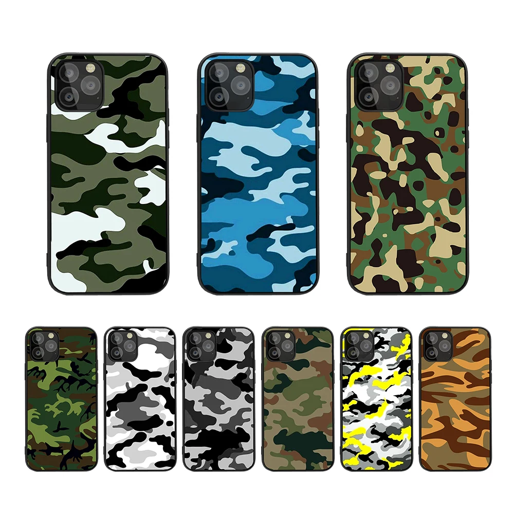 

Camouflage Camo military Soft Black Case For iPhone 12 11 pro Xs Max Soft TPU Silicone Case for 5S 6 6S Apple7 8 Plus X XS XR