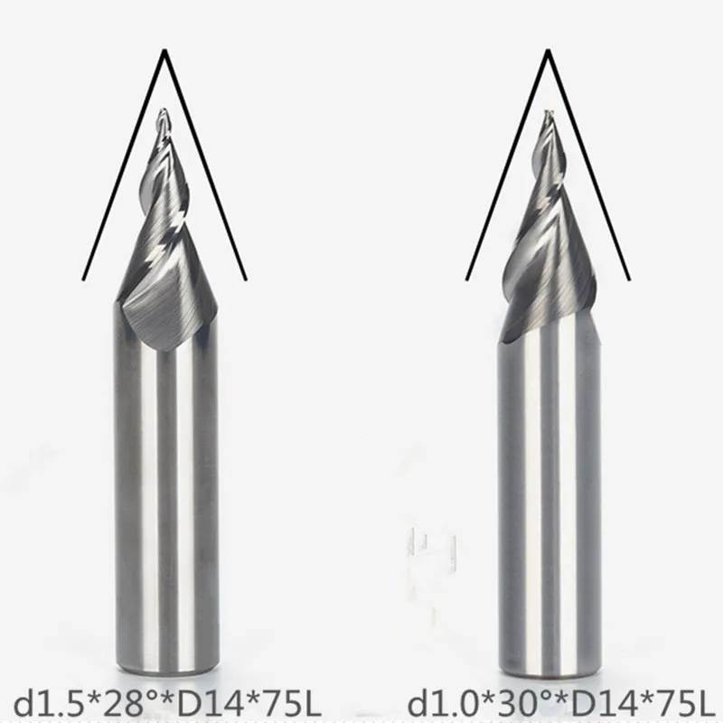 D14mm Double flute sprial shine Mini Letters word carving Engraving CNC router slope flat bits milling cutter
D14mm Double flute sprial shine Mini Letters word carving Engraving CNC router slope flat bits milling cutter