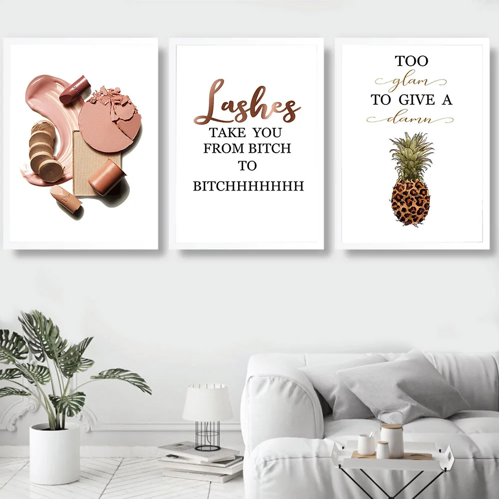 

Nordic Wall Art Canvas Painting Lashes Quote Women Poster Print Simplicity Pineapple Makeup Picture Modern Salon Beauty Decor