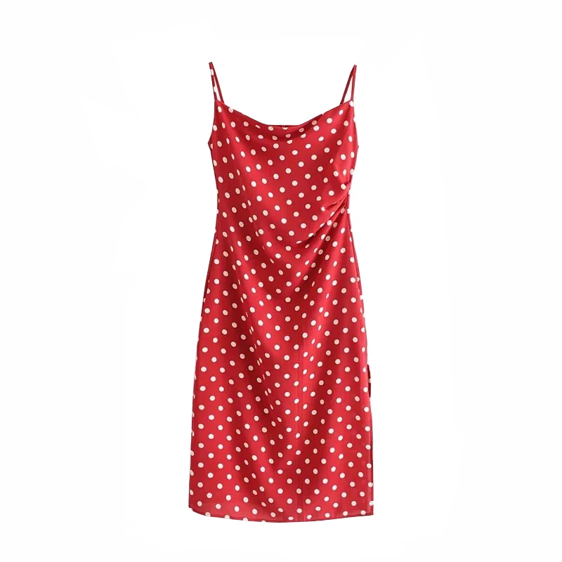 Женское винтажное платье в горошек Красное Длинное облегающее белый на тонких