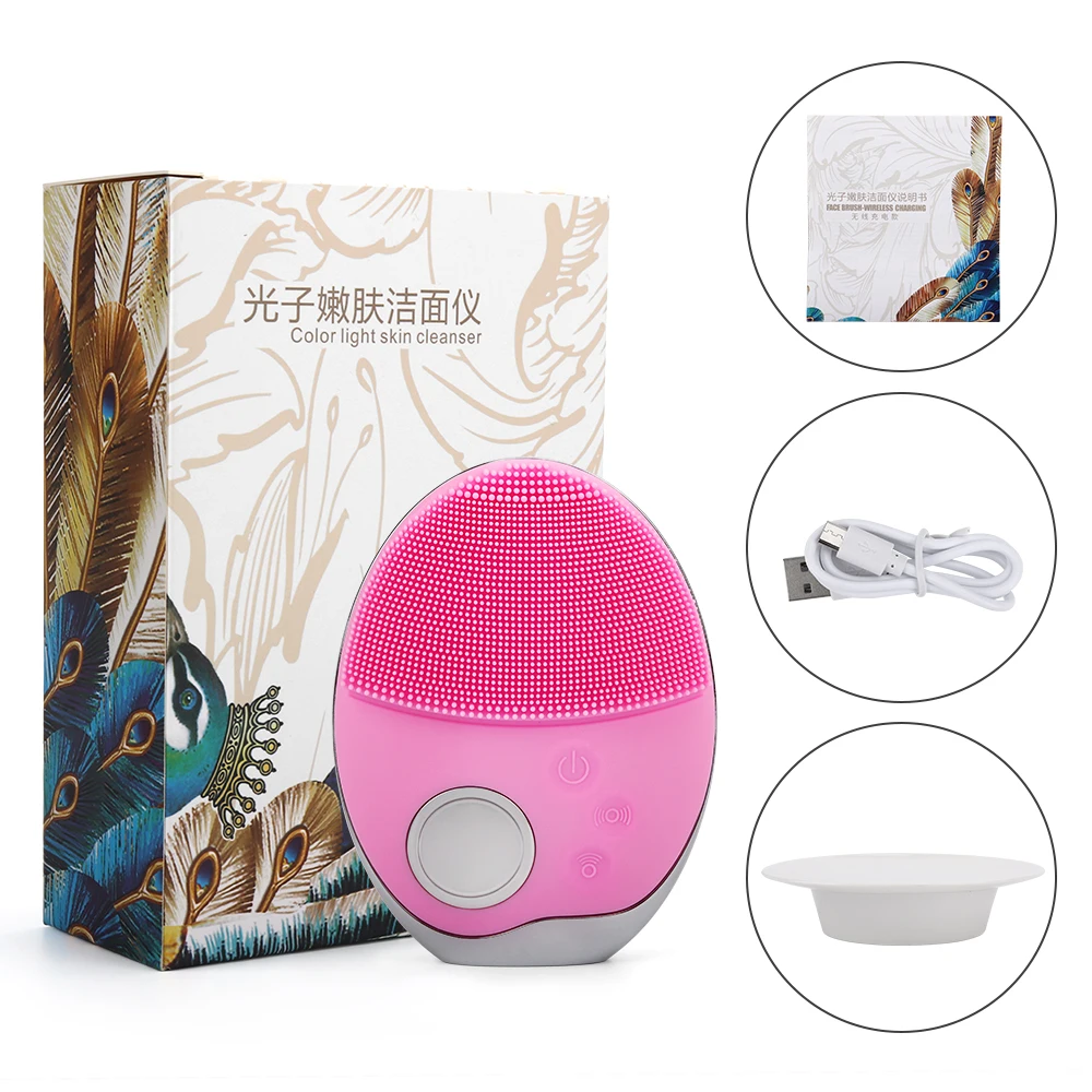 

IPL Ultrasonic Silicone Electric Facial Cleansing Brush Vibrating Waterproof Electric Facial Pore Cleanser Wireless USB Charging