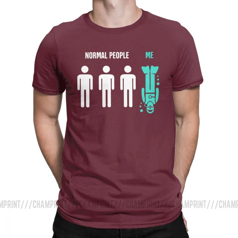 Мужские Забавные футболки для дайвинга с надписью Normal People Me, Спортивная футболка для дайвинга, дайвинга, подводного плавания, хлопковые топы, футболка с коротким рукавом - Цвет: Бургундия