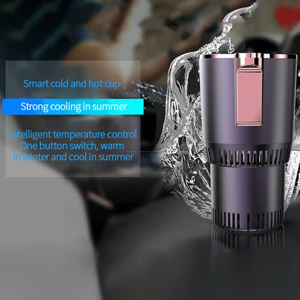 

Onever 12V LCD Screen Intelligent Car Drinks Heating Cooling Cup Car Heated Mug Mini Fridge Portable Heated Thermos Mug New