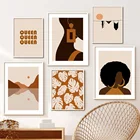 Абстрактная Минималистичная черная девушка лист озеро настенная живопись холст скандинавские постеры и принты настенные картинки для декора гостиной