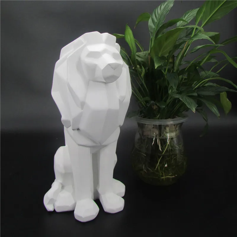 

CREATIVE LION RESIN STATUE ABSTRACT BLACK WHITE LION ANIMAL POWER FIGURINE SCULPTURE HOME DECORATIONS ATTIC ORNAMENTS GIFT R4779