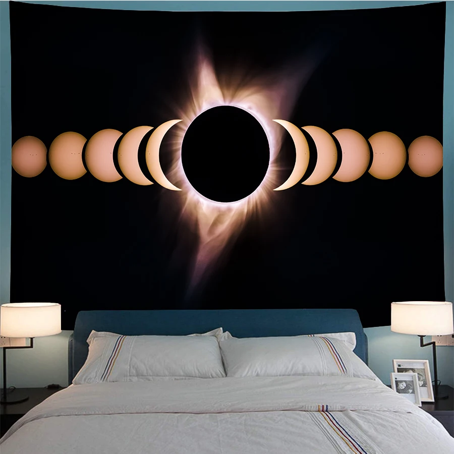 

SOFTBATFY Solar Eclipse Tapestry Headboard Wall Art Bedspread Dorm Tapestry Home Decor Dropshipping