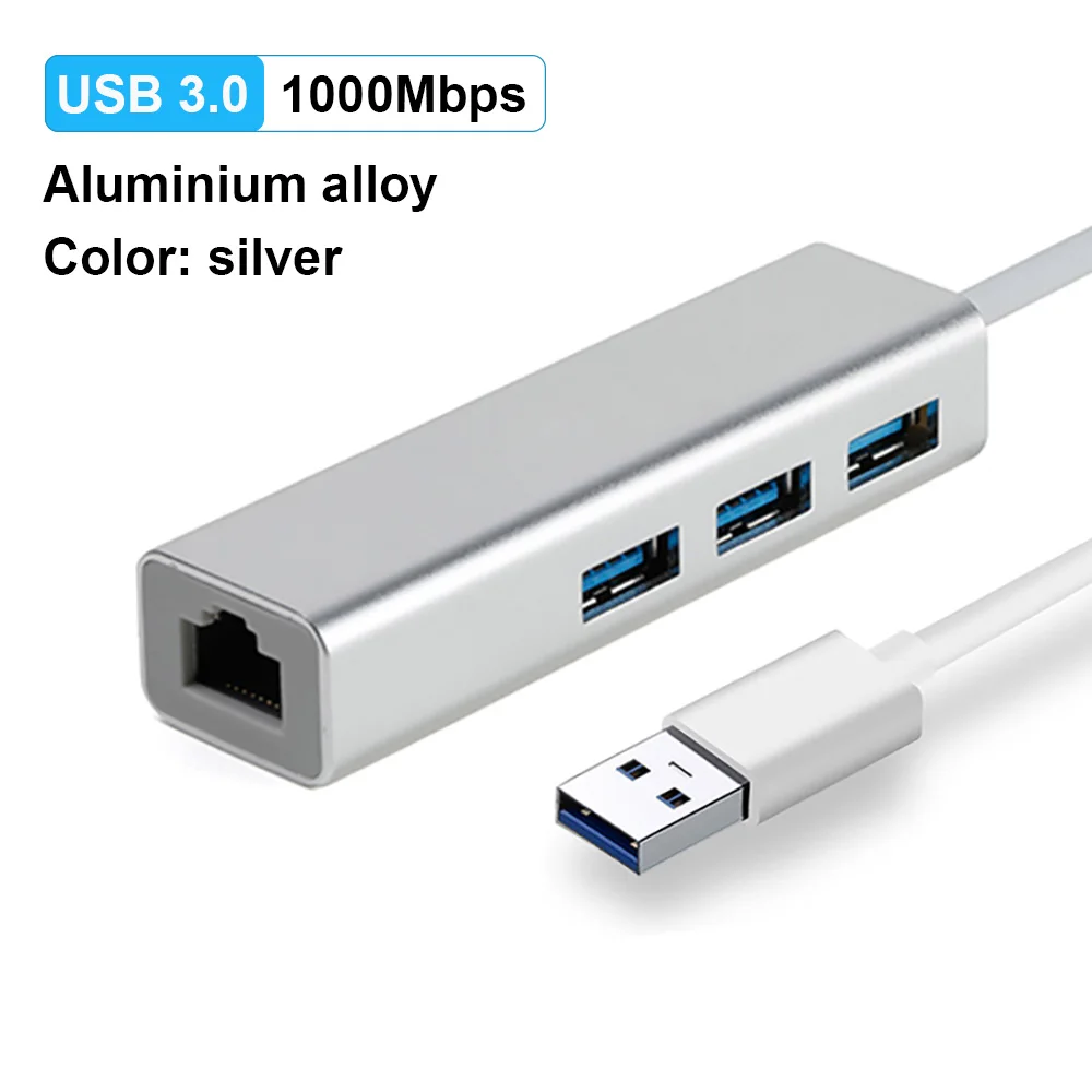 OFCCOM USB Ethernet USB 3,0 2,0 к RJ45 концентратор 10/100/1000 м Ethernet адаптер Сетевая карта USB Lan для Macbook Windows - Цвет: USB3.0 1000M Silver