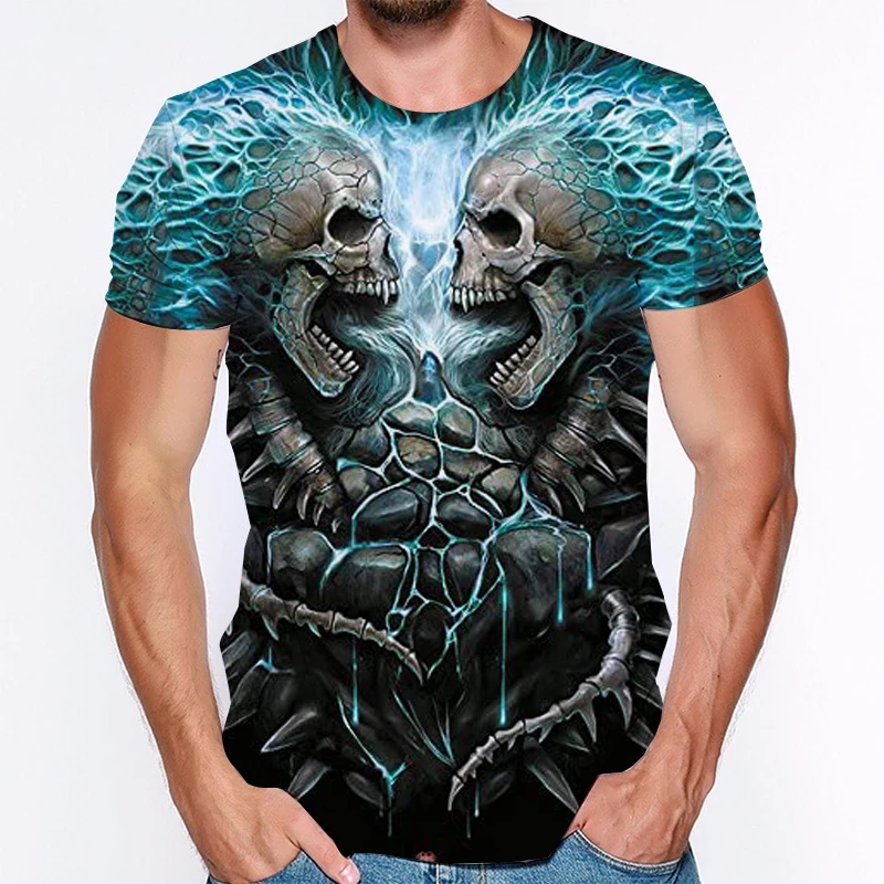 

Men's T Shirt Cool Skull 3d Summer Casual Short Sleeve Women Fashion Oversized Tee Shirt O-Neck Streetwear Skull Unisex Tops