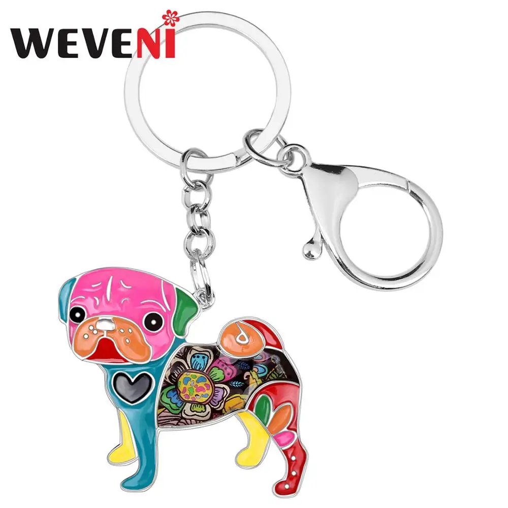 Брелок для ключей WEVENI эмалированный металлический мопс собак Bulldog сумка девушек