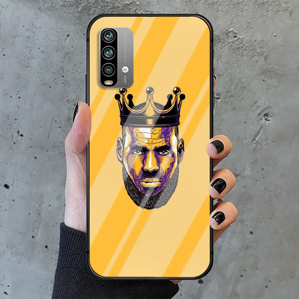 

basketball player James Phone Tempered Glass Case Cover For Xiaomi Redmi note k 7 8 9 10 30 40 A C T S Pro 4G 5G Ultra Black