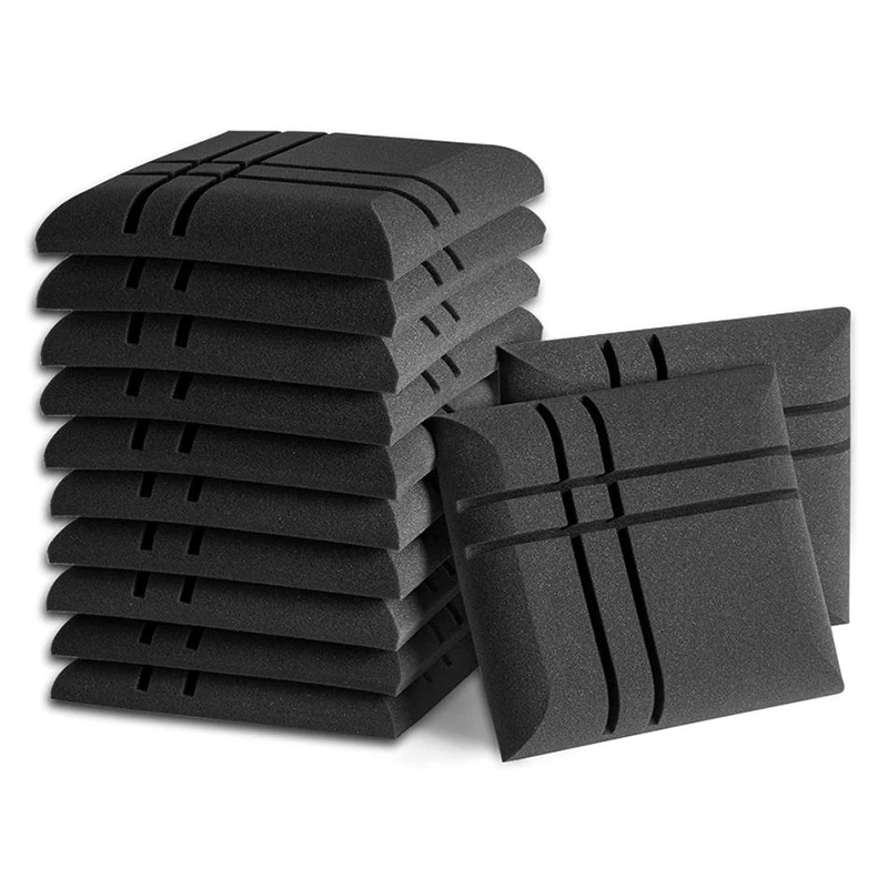 

12 Pcs Black Acoustic Foam Panels,Studio Wedge Tiles,Sound Panels Wedges Soundproof Sound Insulation Absorbing,30X30X5cm