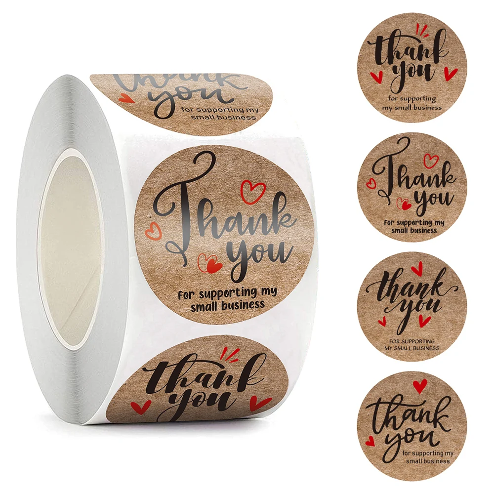 

500pcs Thank You for Supporting My Small Business Stickers Kraft paper Sealing Labels for Baking Gift Bags Wedding Decor Station