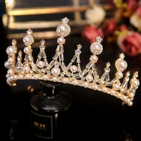 new bride wedding dress crown headdress luxury pearl wedding dress hair accessory birthday net celebrity wedding crown
