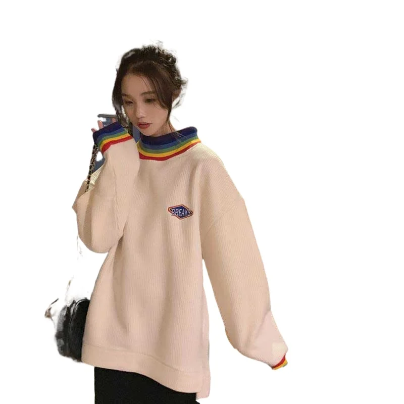 Худи женское в стиле Харадзюку Осень зима 2021 уличная одежда вязаные топы с