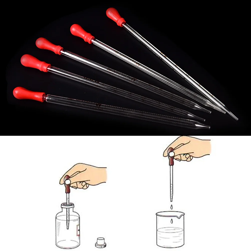 

0.5ml 1ml 2ml 3ml 5ml Glass pipette with rubber bulb laboratory chemistry dropper dispensing Lab Supplies