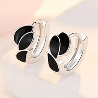 new fashion creative small hoop earrings two tone black flame leaves tiny huggies lovely mini earring piercings for women gifts