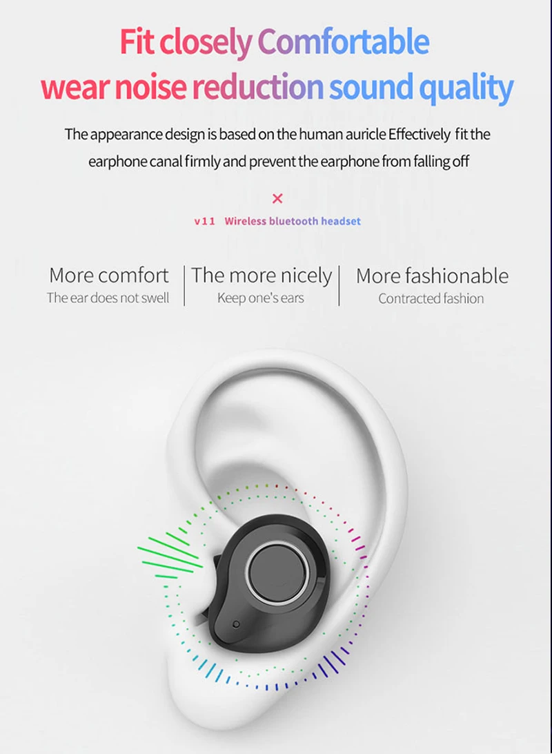 TWS V11 Bluetooth наушники 5,0 настоящие беспроводные бинауральные наушники стерео наушники с шумоподавлением водонепроницаемые наушники-вкладыши