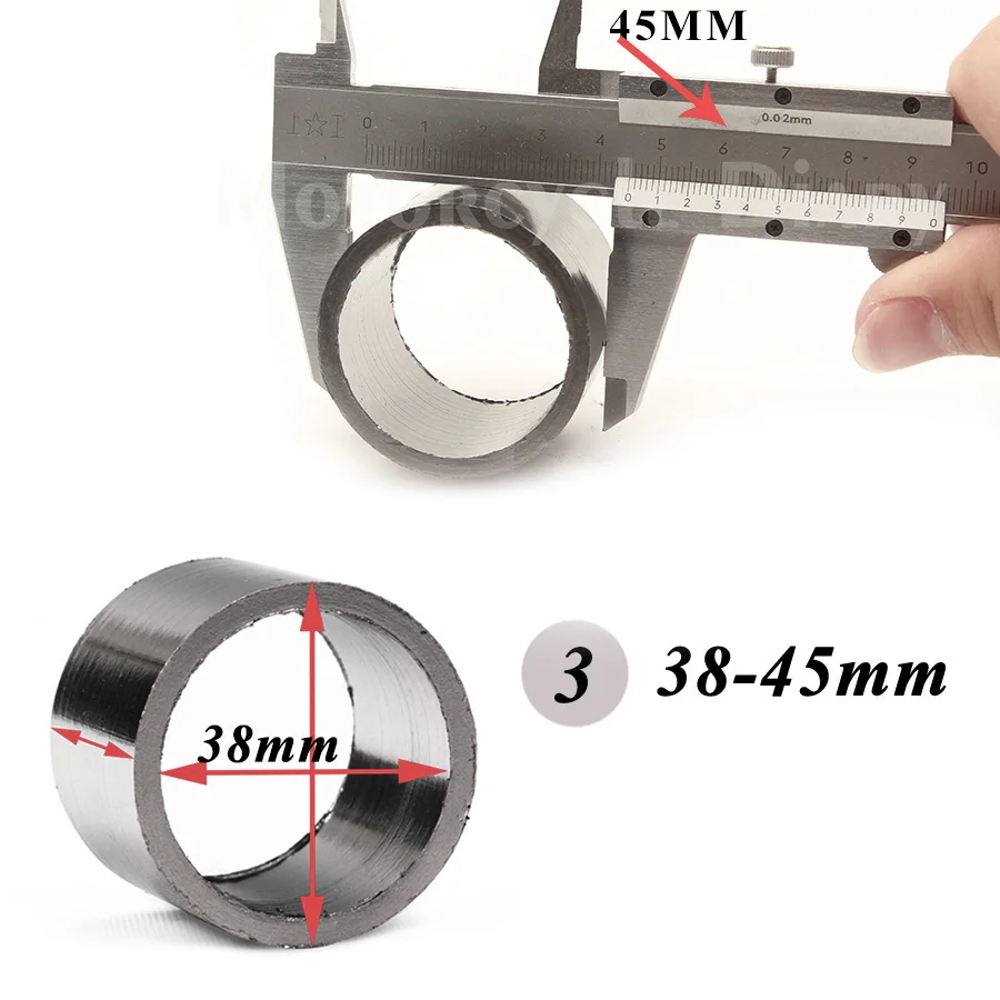 Графитовое кольцо уплотнительное прокладки для выхлопной трубы и глушителя диаметром 35мм, 42мм, 45мм, 48мм. Модифицированные запчасти для мотоциклов, дорожных и кроссовых велосипедов.