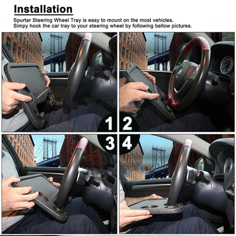 

Car Portable Laptop Computer Assembly Table Holder Plate Eat Tray Dinner Stand Steering Support Goods Table Food Wheel E1r3