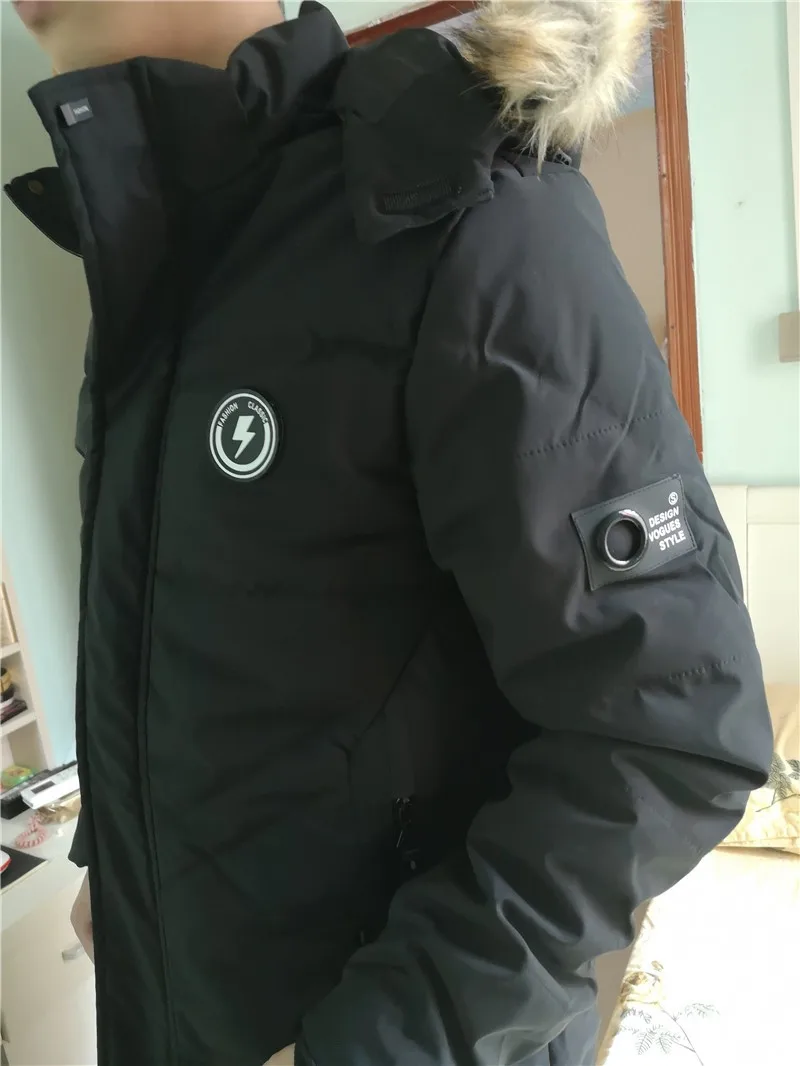 

2021 Men Clothes Faux Fur Collar Men's Jackets Fall Winter Zipper Coat Down Jacket For Man Waterproof Parka Outwear