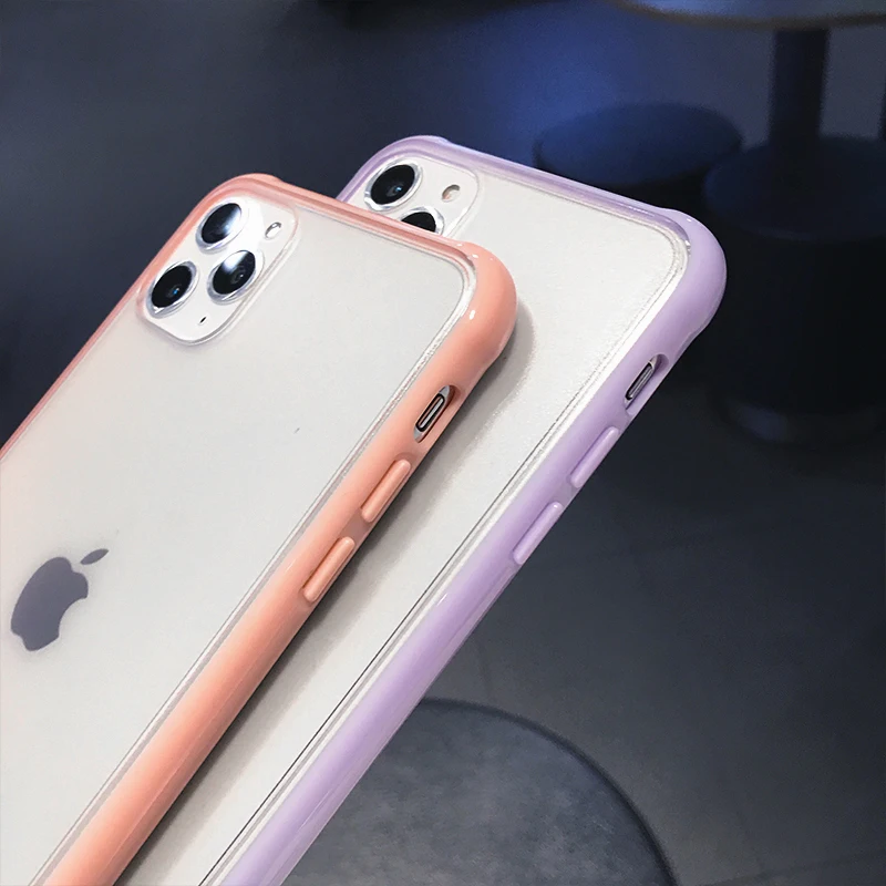 Чехол для Apple iPhone 6 S 7 Plus 8 X XR XS 11 Pro Max прозрачный цветной чехол с рамкой жесткий