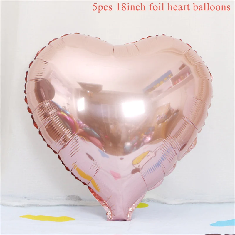5pcs 18 Inch Heart Розовое золото конфетти латексные шары набор звезда сердце воздушный шар из фольги День Рождения украшения Дети Свадьба баллон детский душ принадлежности - Цвет: 5pcs 18 Inch Heart