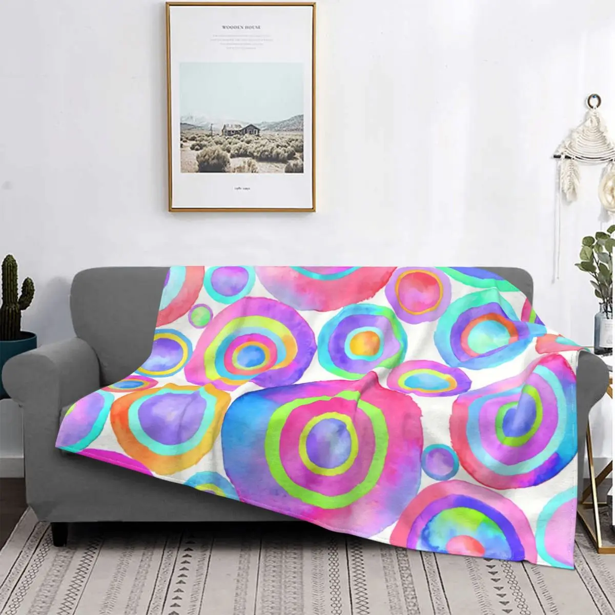 

Graffiti Color Plaid Blanket Cool Grid Modern Stitch Warm Breathable Flannel Throw Blankets For Quilt Office