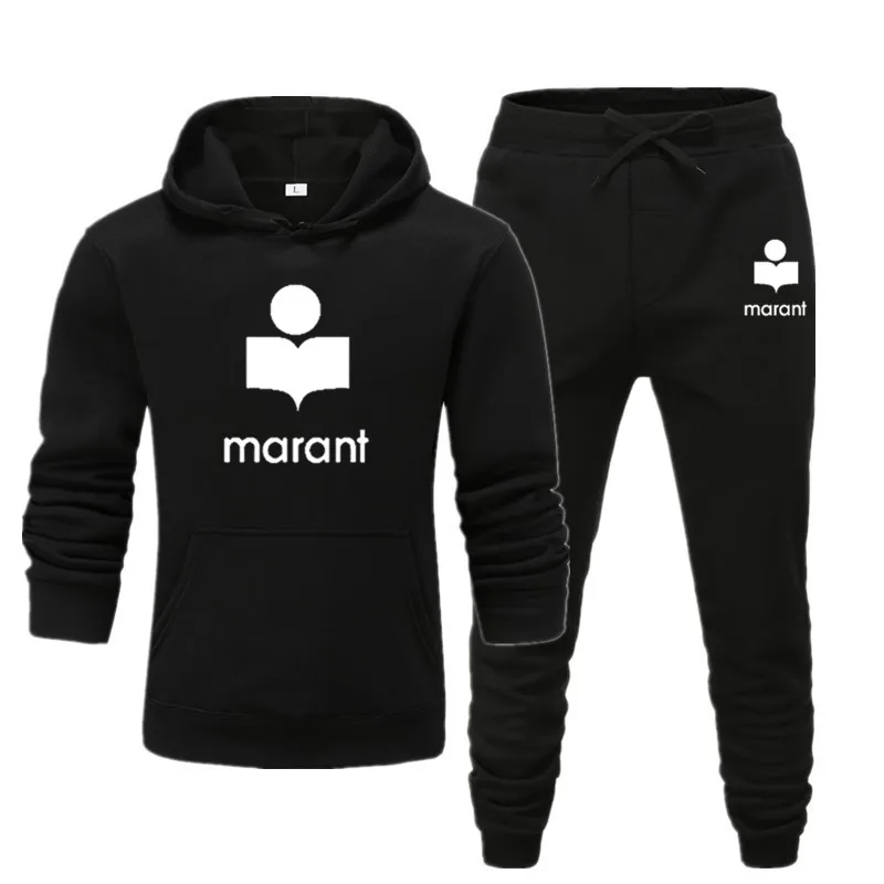 

Hip Hop Brand Marant Unisex Sweatshirt Sweatpants 2-piece Set Fall/Winter Warm Men's Hooded Sportswear Hooded Set Sudadera Hombr