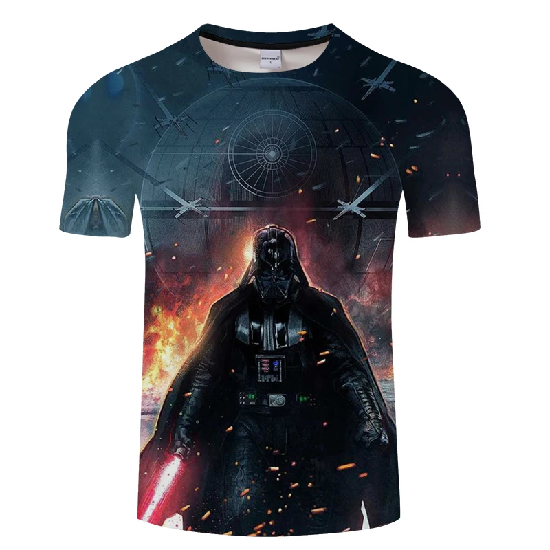 Новая модная футболка с 3D принтом из тяжелого металла Homme Star Wars уличная мужская