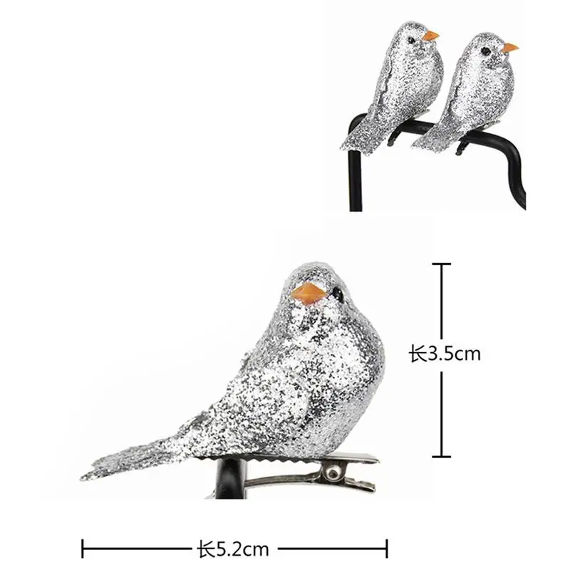 

12PCS Simulation Bird Fake Bird Decorative Glitter Artificial Bird Foam Bird For Garden Yard Home Decoration