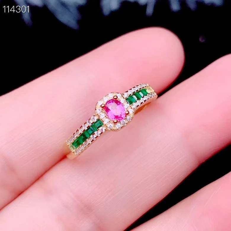 Ювелирные изделия из стерлингового серебра 925 пробы кольцо с розовым сапфиром