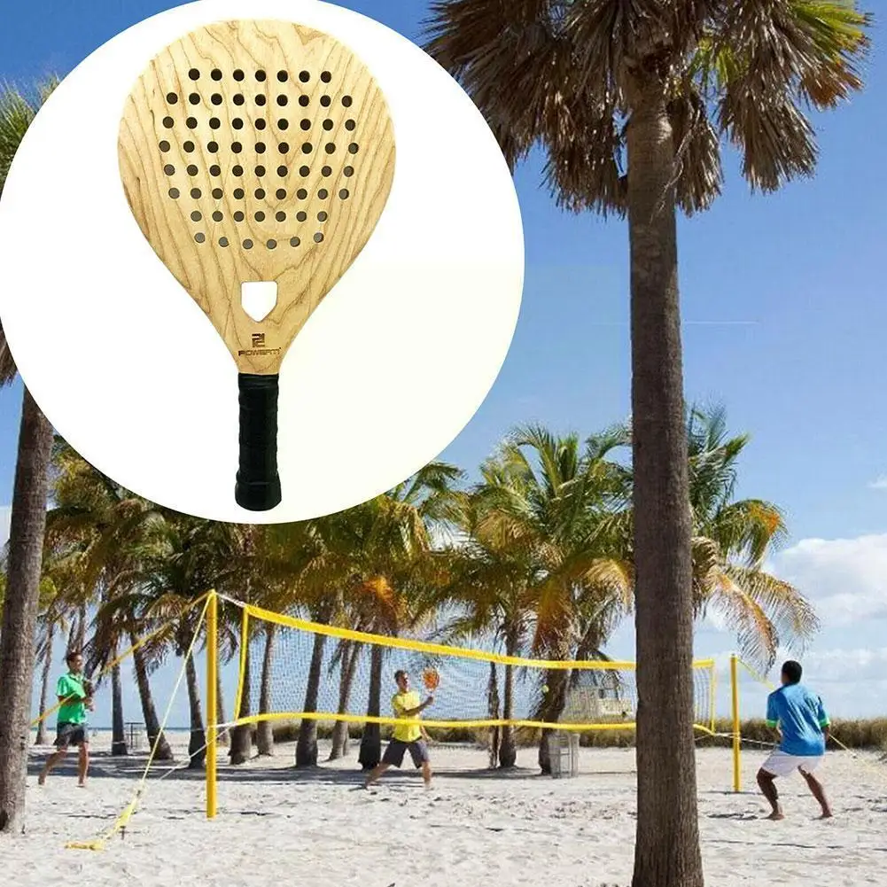 

Beach Tennis Racket Wooden Paddle Racket Beach Ball Child Outdoor And Sports Clapper Adults Men Training Accessories Beach D8S3