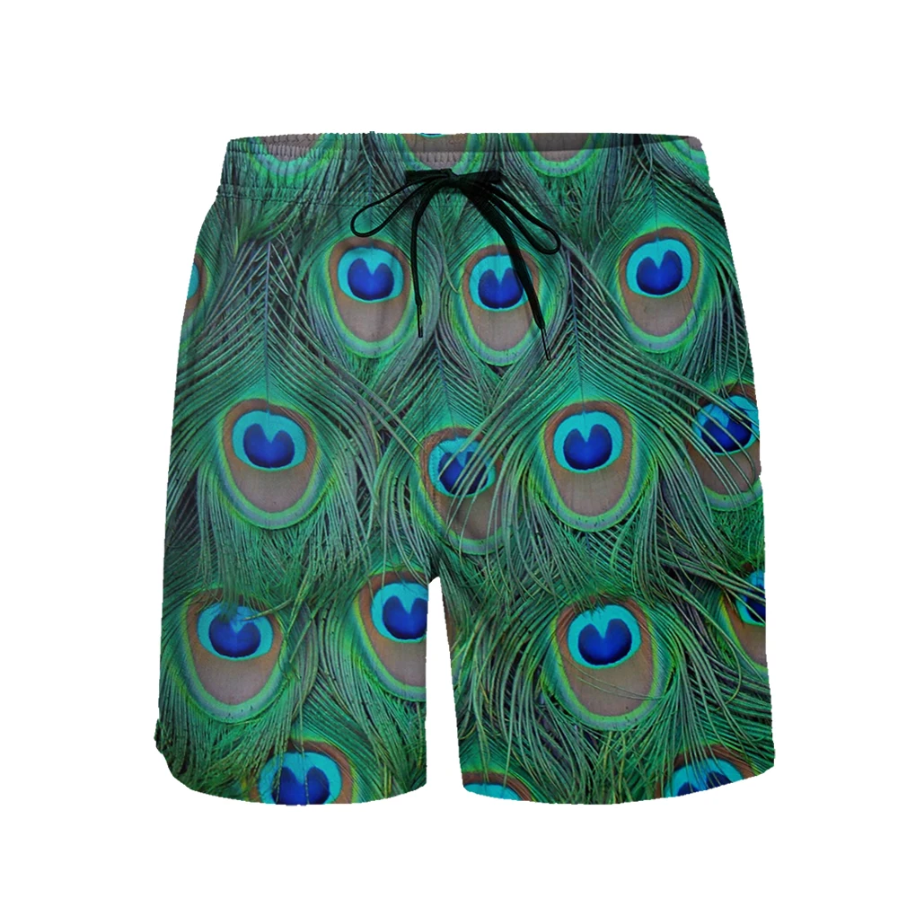

Quick Dry Beach Pants Beast Style Peacock Print Pattern Swim Shorts Breathable Swimsuit Surf Motion Pants Running Board Shorts